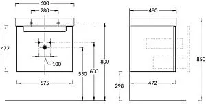 Тумба-умывальник подвесная Kerama Marazzi Buongiorno 60 белый BGN.60.1+1\WHT+BG.wb.60, 2