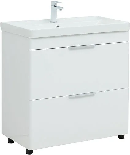 Тумба-умывальник напольная Aquanet Ирис new 80 белый глянец 00310154+