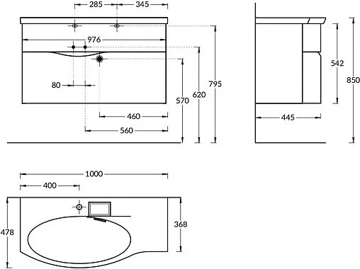 Тумба под умывальник подвесная Kerama Marazzi Riva 100 L белый RV.100Lh\WHT.M