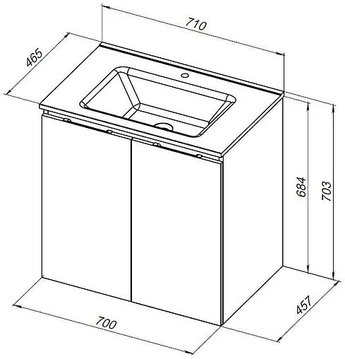 Тумба-умывальник подвесная Aquanet Алвита New 70 дуб веллингтон 00303906+00284027