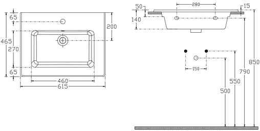 Тумба-умывальник подвесная ISVEA Pro 60 антрацит 21MGS019060I+10SL50061SV