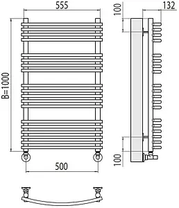Полотенцесушитель водяной лесенка Terminus Марио П19 500х1000 полированная сталь 4670078530745, 2