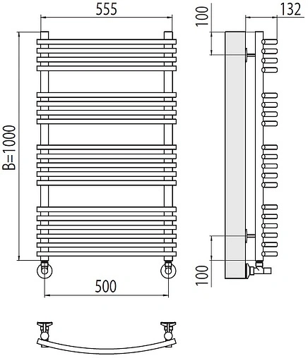 Полотенцесушитель водяной лесенка Terminus Марио П19 500х1000 полированная сталь 4670078530745