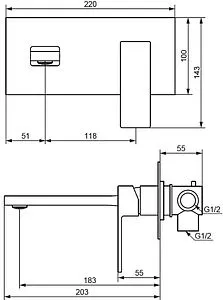 Смеситель для раковины из стены Damixa Gala чёрный матовый 530260300 Смеситель для раковины из стены Damixa Gala чёрный матовый 530260300, 2