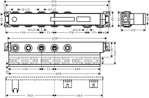 Скрытая часть термостата для 3 потребителей Hansgrohe RainSelect 15311180, 2