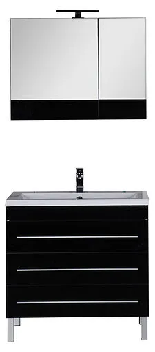 Шкаф-зеркало Aquanet Верона 90 L чёрный 00172340 Шкаф-зеркало Aquanet Верона 90 L чёрный 00172340