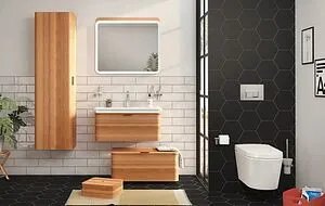 Шкаф-пенал с бельевой корзиной VitrA Nest 45 L натуральная древесина 56187 Шкаф-пенал с бельевой корзиной VitrA Nest 45 L натуральная древесина 56187, 3