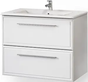 Тумба-умывальник подвесная Raval Quadro 75 белый Qua.07.75/P/W+QDR75SLWB01, 1