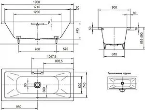 Ванна стальная Kaldewei Conoduo 190x90 mod. 734 anti-slip белый 235230000001 Ванна стальная Kaldewei Conoduo 190x90 mod. 734 anti-slip белый 235230000001, 2