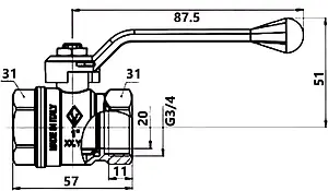 Кран шаровый ¾"в x ¾"в Bugatti New Jersey 09100013, 2