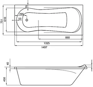 Ванна акриловая Santek Каледония 150x75 1WH302383 Ванна акриловая Santek Каледония 150x75 1WH302383, 2
