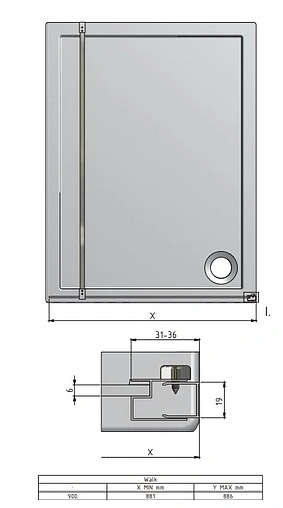 Душевое ограждение 900мм прозрачное стекло Roltechnik Walk Pro WALK PRO/900 4000684