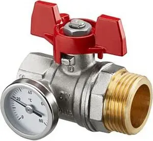 Кран шаровый с термометром ¾"в x 1"н Oventrop 1406483 Кран шаровый с термометром ¾"в x 1"н Oventrop 1406483, 1