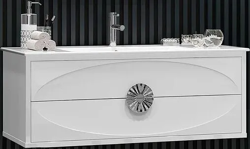 Тумба-умывальник подвесная Opadiris Ибица 120 белый глянец/хром 00-00007283+050600-u-01