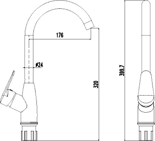 Смеситель для кухни Rossinka хром I35-23