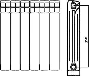 Радиатор биметаллический 4 секции STI Bimetal 350/80, 2