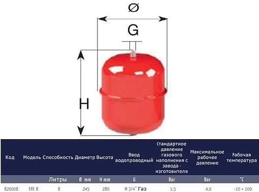 Расширительный бак CIMM ERE 8л 4 бар 820008
