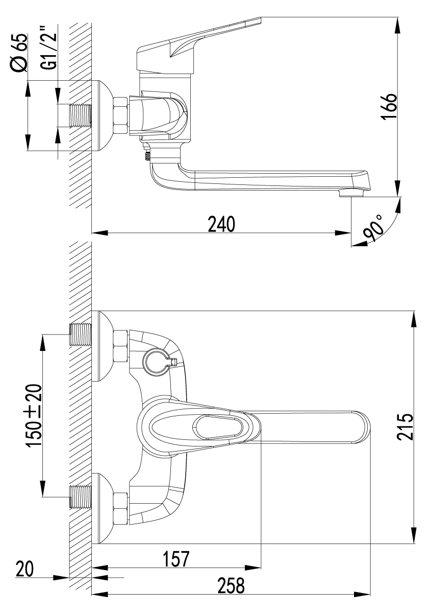 Смеситель для ванны Lemark Luna хром LM4114C