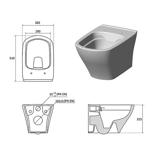 Унитаз подвесной безободковый Ravak Classic RimOFF белый X01671