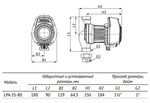 Насос циркуляционный Unipump LPA 25-80 180 57827, 4