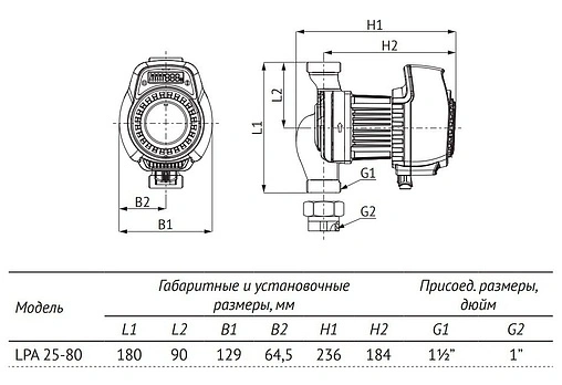 Насос циркуляционный Unipump LPA 25-80 180 57827