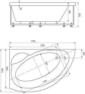 Ванна акриловая Aquatek Аякс 2 170x100 L с фронтальной панелью с каркасом (вклеенный) AYK170-0000085, 2