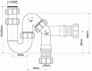 Сифон трубный для раковины Mc Alpine белый MRW7, 2