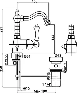 Смеситель для биде Cezares Margot хром MARGOT-BSM2-01-M Смеситель для биде Cezares Margot хром MARGOT-BSM2-01-M, 2