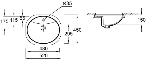 Раковина Jacob Delafon Odeon 52 белый E1357-00