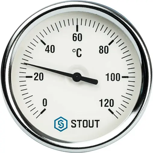Термометр биметаллический Stout 80мм 120°С гильза 75мм ½&quot; SIM-0001-807515