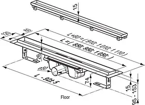 Лоток душевой Set 1050мм h=95мм 0.6л/сек Ravak Floor X01432, 2