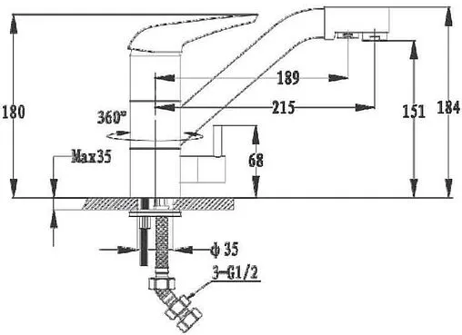 Смеситель для кухни с подключением к фильтру GranFest иней 2624-1 иней