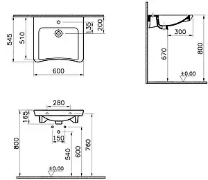 Раковина VitrA Conforma белый 5289B003-0001 Раковина VitrA Conforma белый 5289B003-0001, 2