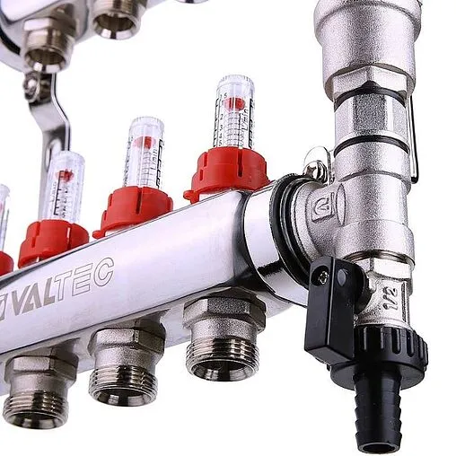Группа коллекторная с расходомерами 10 отводов 1&quot;в/в x ¾&quot;ек Valtec VTc.589.EMNX.0610
