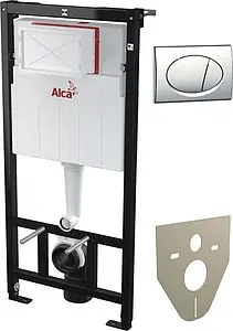 Инсталляция для подвесного унитаза Set 4 в 1 AlcaPlast Sadromodul AM101/1120+М71-001 с кнопкой хром глянцевый Инсталляция для подвесного унитаза Set 4 в 1 AlcaPlast Sadromodul AM101/1120+М71-001 с кнопкой хром глянцевый, 1