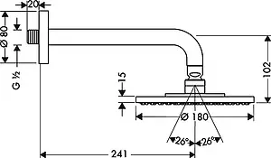 Лейка верхнего душа с настенным креплением Hansgrohe Raindance S 180 1jet хром 27471000 Лейка верхнего душа с настенным креплением Hansgrohe Raindance S 180 1jet хром 27471000, 2
