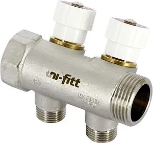 Коллектор регулирующий проходной 2 отвода 1"в/н x ½"н Uni-fitt 405N4220 Коллектор регулирующий проходной 2 отвода 1"в/н x ½"н Uni-fitt 405N4220, 4