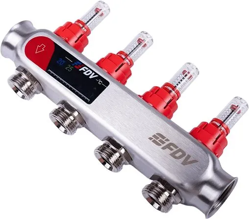 Группа коллекторная с расходомерами 4 отвода 1&quot;в/в x ¾&quot;ек FDV S1101A-¼