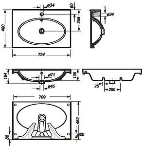 Раковина Sanita Luxe Next 70 белый NXT70SLWB01 Раковина Sanita Luxe Next 70 белый NXT70SLWB01, 2