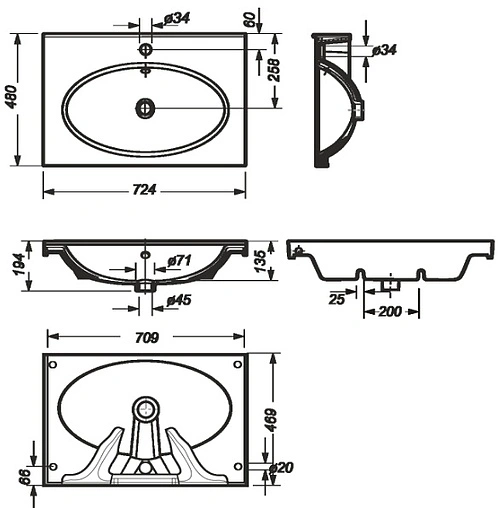 Раковина Sanita Luxe Next 70 белый NXT70SLWB01 Раковина Sanita Luxe Next 70 белый NXT70SLWB01