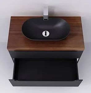 Тумба-умывальник подвесная Jorno Wood 100 серый wood.01.100/P/GR+ Тумба-умывальник подвесная Jorno Wood 100 серый wood.01.100/P/GR+, 3