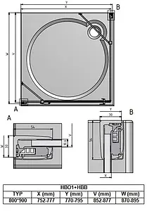Душевое ограждение 800x900мм прозрачное стекло Roltechnik Hitech Line HBO1+HBB/800*900 284-8000000-06-02+286-9000000-06-02 Душевое ограждение 800x900мм прозрачное стекло Roltechnik Hitech Line HBO1+HBB/800*900 284-8000000-06-02+286-9000000-06-02, 3