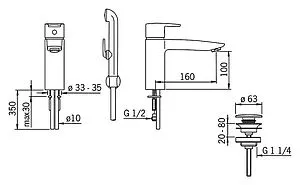 Смеситель для раковины с гигиеническим душем Oras Cubista хром 2806 Смеситель для раковины с гигиеническим душем Oras Cubista хром 2806, 2