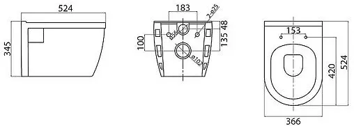 Комплект 5 в 1 BelBagno Loto BB070CHR/SC/BB026/BB042BL с кнопкой белый глянцевый