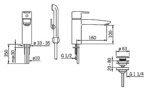 Смеситель для раковины с гигиеническим душем Oras Cubista хром 2806 Смеситель для раковины с гигиеническим душем Oras Cubista хром 2806