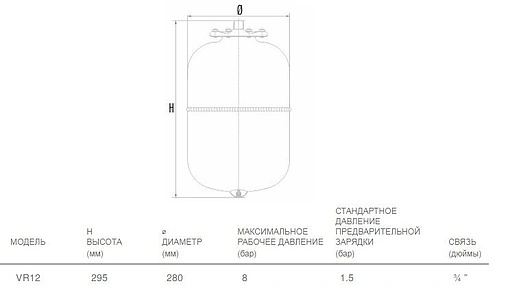 Расширительный бак Aquasystem VR 12л 8 бар 2501101