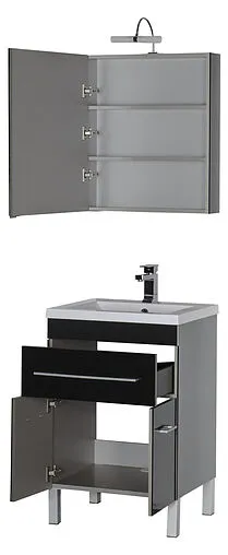 Шкаф-зеркало Aquanet Верона 58 L чёрный 00175384