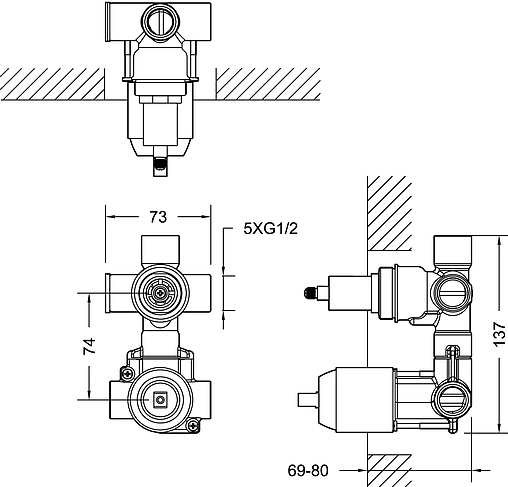 Скрытая часть термостата Bravat D982CP-A