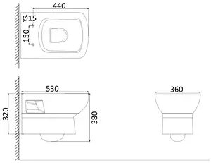 Унитаз подвесной Creo Ceramique Tours белый TO1100N+TO1001N Унитаз подвесной Creo Ceramique Tours белый TO1100N+TO1001N, 2