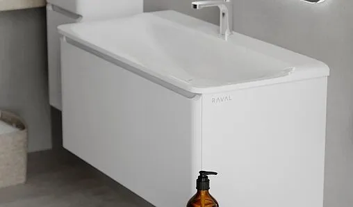 Тумба-умывальник подвесная Raval Welto 100 белый Wel.01.100/P/W/RL+Solo.08.100/W/RL